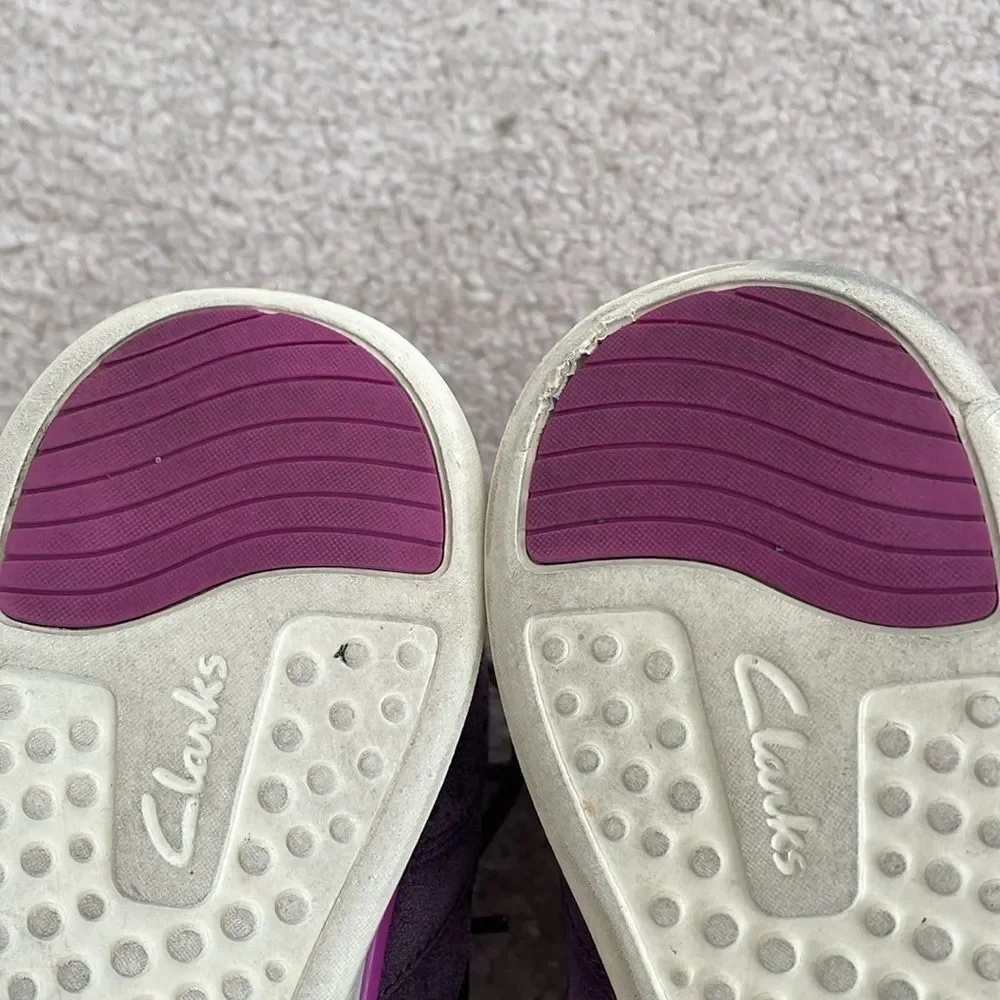 Clarks Sportswear Purple Leather Suede Brogue Sneakers - Women's Size 9.5